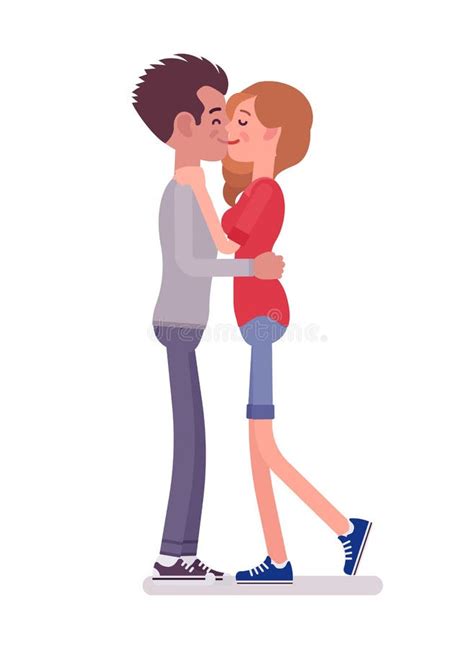 Woman Kissing Man Cheek Stock Illustrations Woman Kissing Man
