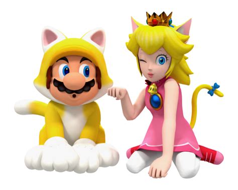 Cat Mario and Cat Peach by BradMan267 on DeviantArt
