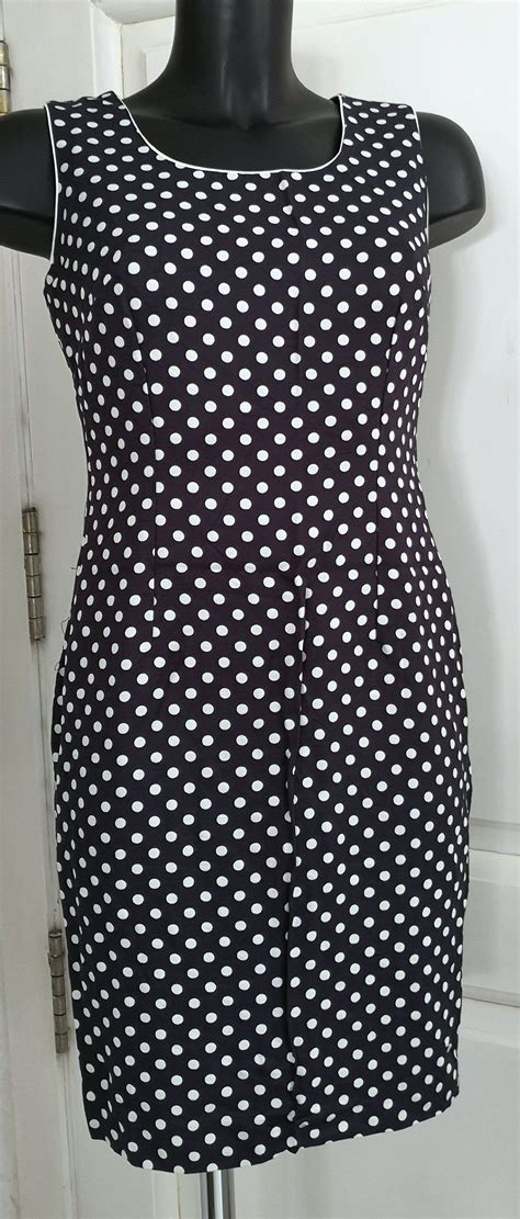 Robes robe courte, robe pull, robe longue, robe à bretelles. Robe vintage 1.2.3 bleu marine à pois blancs Taille 38 FR ...