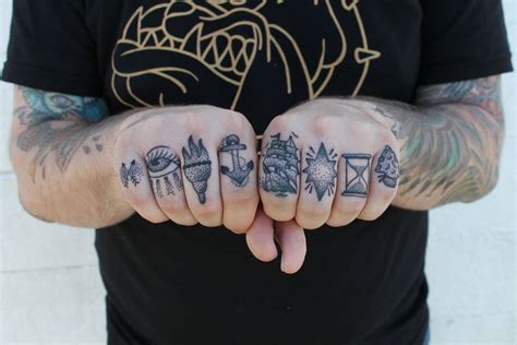 Symbolic Both Hands Knuckle Tattoo For Men By Corey Popp
