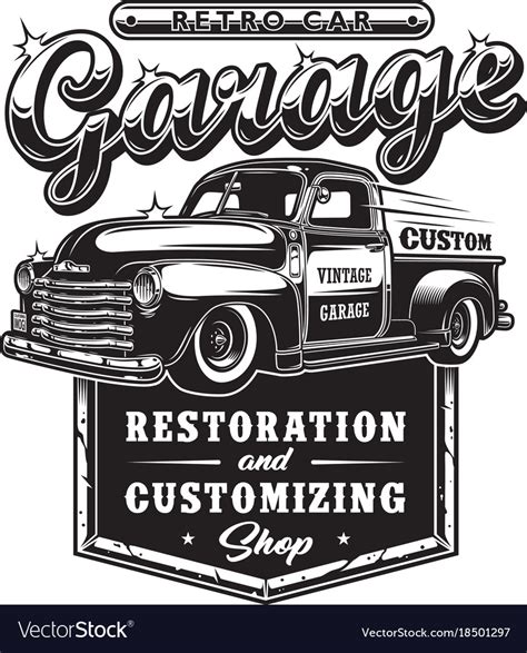 Retro Car Repair Garage Sign With Retro Style Vector Image