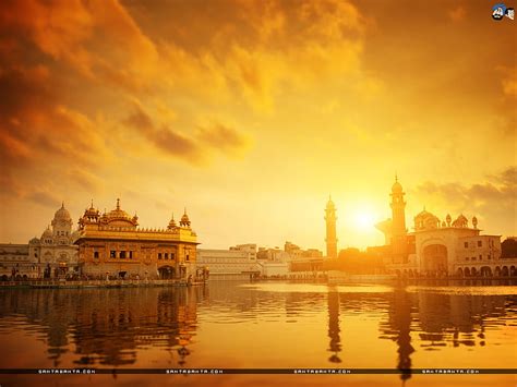 The Golden Temple Amritsar With Sunset At The Backdrop Temple Sunset