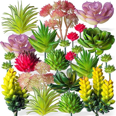 24 Pack Mini Artificial Succulent Plants Unpotted Fake Succulents Picks Realistic Plastic