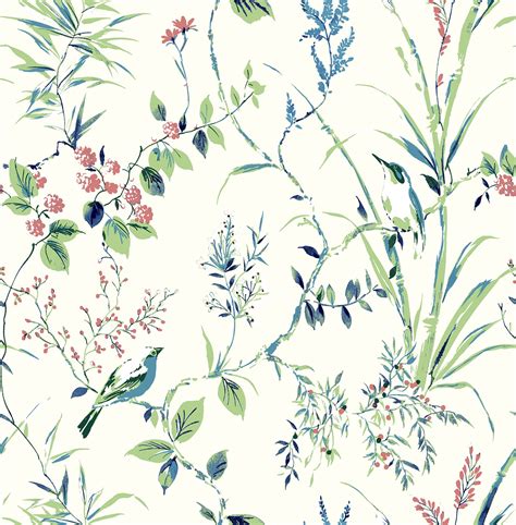 Brewster Mariko Green Botanical Wallpaper