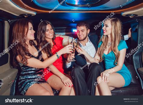 Foto Stock A Tema Sexy Girl Man Party Car Limousine Modifica Ora 383068534 Shutterstock