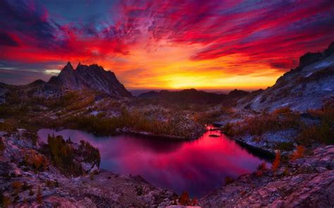 Sunset Sky Over Mountains Image Abyss