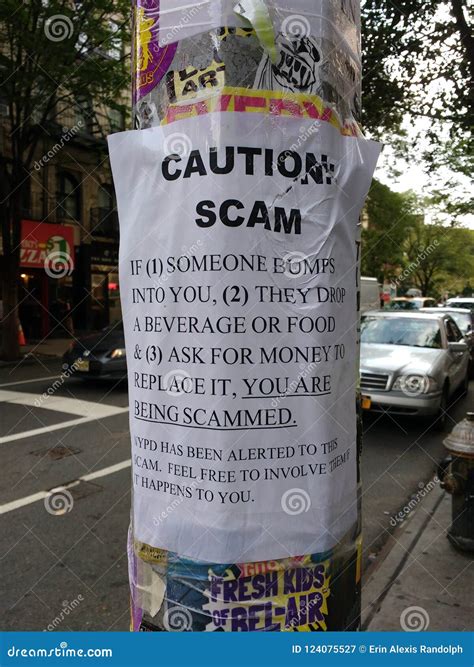 Scam Be Alert Of Scammers Caution Nyc Ny Usa Editorial Photography