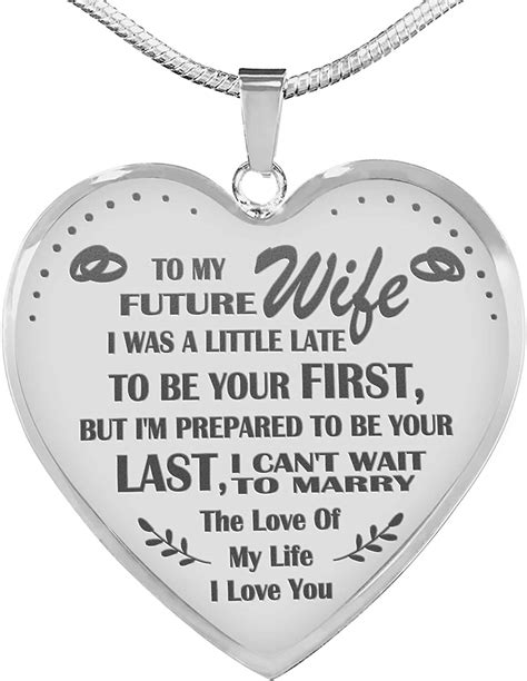 Romolo To My Future Wife Engraved Necklace Heart Pendant Luxury