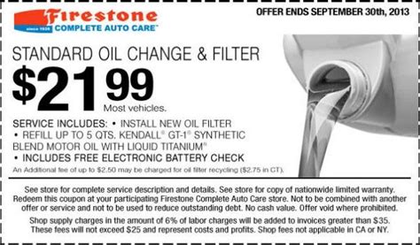 2199 Firestone Synthetic Blend Oil Change And Filter Coupon For