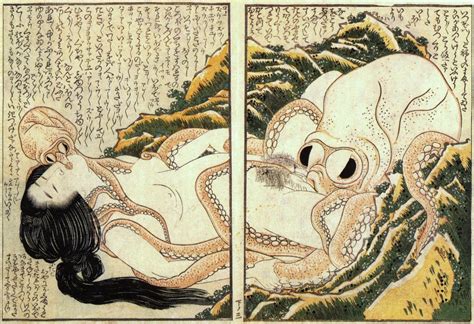 rule 34 consensual tentacle sex consentacles female female pubic hair fine art hokusai japan