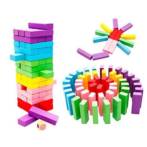 Buy Colorful Wooden Stacking Toys Wood Plain Blank Tiles Design Kinetic