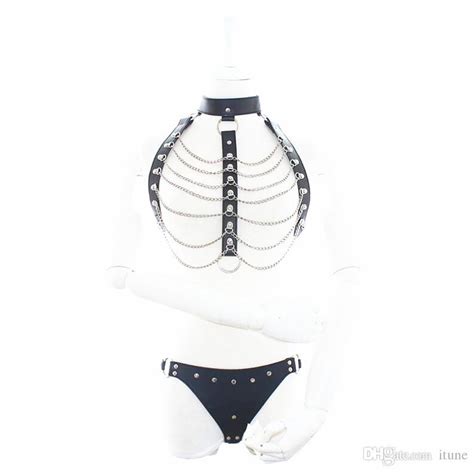 bondage sexy cuir et chaînes sous vêtements discothèque lingerie bikini femme chaîne sex toy