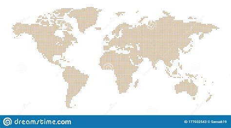 Color Vector Map Of The World Dots Map Is Light Brown Stock Vector