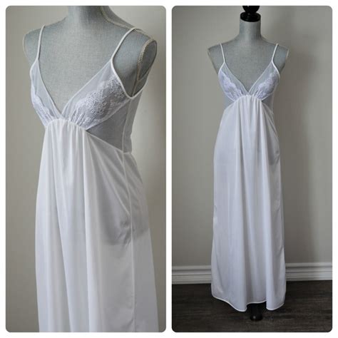 80s sexy nightgown sheer nightgown white cream empire waist etsy canada
