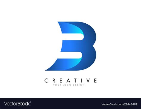B Letter Logo Design With 3d And Ribbon Effect Vector Image