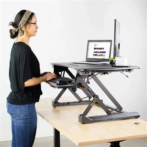 Vivo 36 Wide Electric Adjustable Height Stand Up Desk Converter Blac