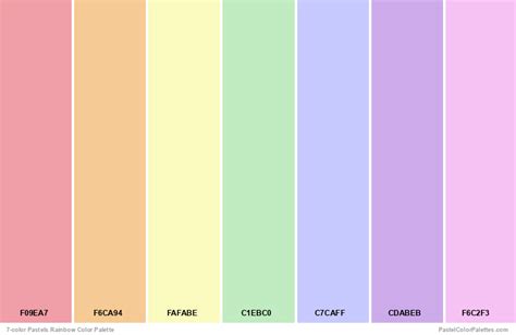 7 color pastels rainbow pastel color palettes