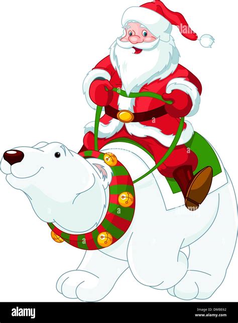 Santa Claus Riding On Polar Bear Stock Vector Image And Art Alamy