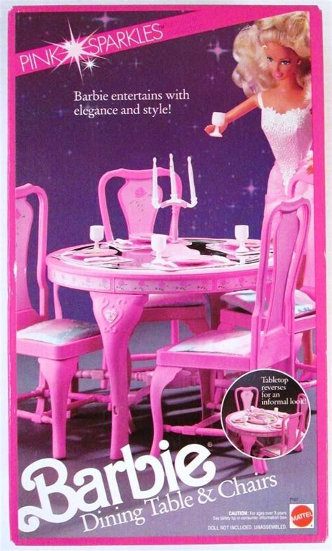 Barbie Pink Sparkles Dining Table And Chairs By Mattel 1990 Pink