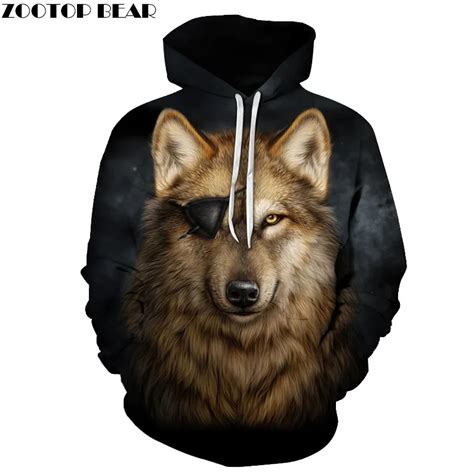 Buy One Eyed Wolf Hoodies 3d Men Sweatshirts Cool