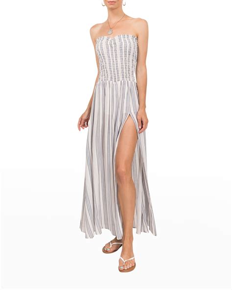 Everyday Ritual Helene Striped Cotton V Neck Maxi Dress Neiman Marcus