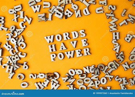 Quote Words Have Power Made Out Of Wooden Letters On Bright Yellow