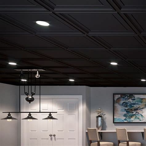 Purchase one additional grid divider per ceiling tile. Genesis Ceiling Tile 2x2 Icon Coffer in Black | Finishing ...