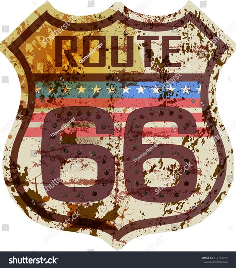 Vintage Route Sixty Six Sign Retro Stock Vector Royalty Free