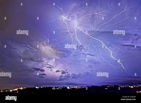 Powerful Lightning Bolt Stock Photo Alamy