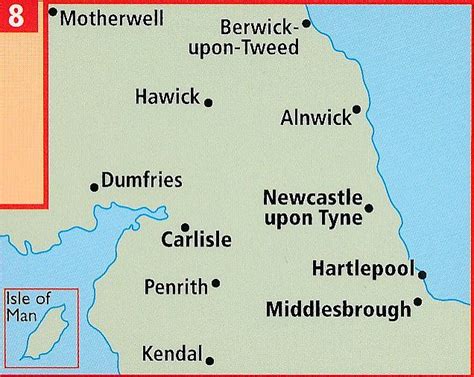 Het heeft een oppervlakte van 130,279 km² en telt bijna 55 miljoen inwoners (2017). Wegenkaart - Landkaart 8 North of England & Scottish ...