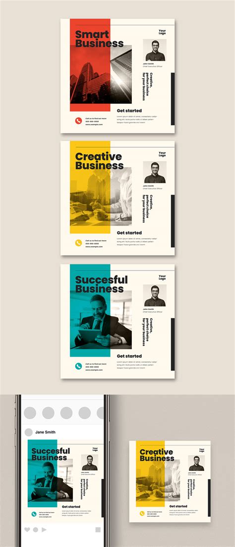 Business Instagram Post Templates For Adobe Illustrator