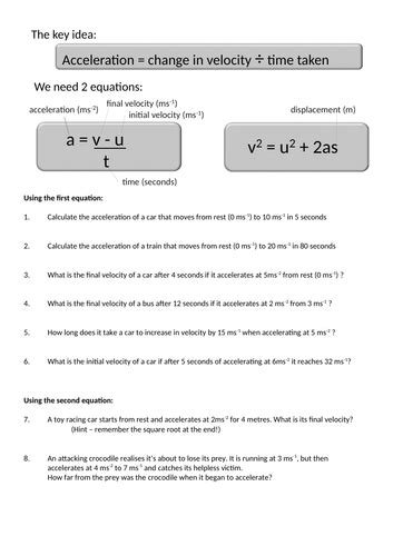 Calculating Acceleration Teaching Resources