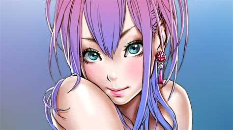 Blue Eyes Pink Hair Smiling Blush Earrings Drawn Anime Girls Faces 1920x1080 Wallpaper People
