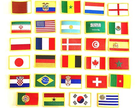 Mens World Cup 2022 Soccer Flag Patch Set Set Of 32 Embroidered