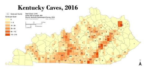 Distribution Of Kentucky Caves 2016 Oc 6600 X 3226 Rkentucky