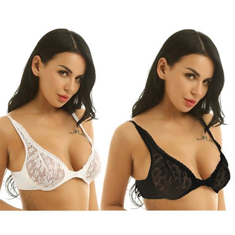 sexy womens sheer lace bra front close wire free unpadded bralette top underwear ebay