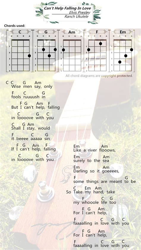 Ukulele Chords Cant Help Falling In Love Elvis Presley Ranch Songs Tutorial