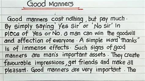 Good Manners Essay In English Good Manners Paragraph Good Manners