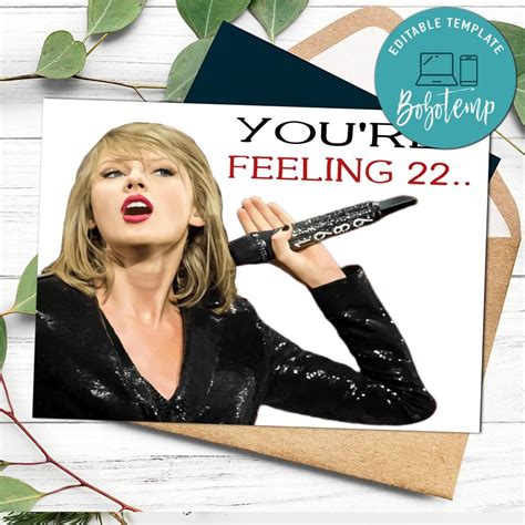 Taylor Swift Youre Feeling 22 Birthday Card To Print At Home Diy