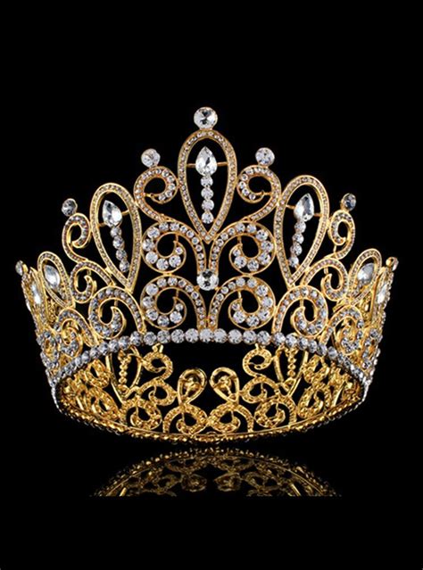 bride tiara rhinestone hair accessories golden crown in 2022 rhinestone hair accessory