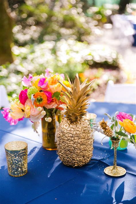 Gold Painted Pineapple Centerpiece Pineapple Wedding Tropical Wedding Hawaiian Wedding