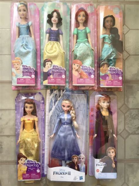 Nib 7 Disney Princess Dolls Arielbellejasminesnow Whiteelsaanna