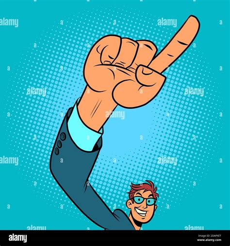 Index Finger Up Hand Gesture Positive Businessman Stock Vector Image