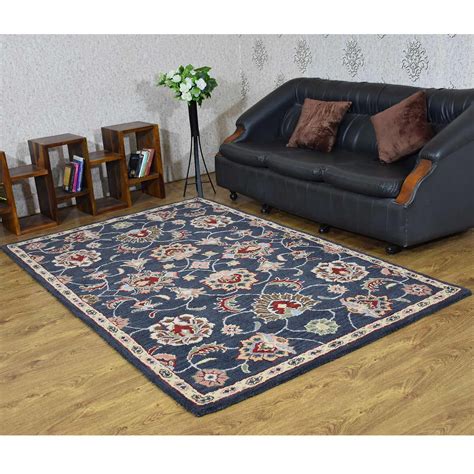Rugsotic Carpets Hand Tufted Oriental Wool Area Rug Charcoal 4x6