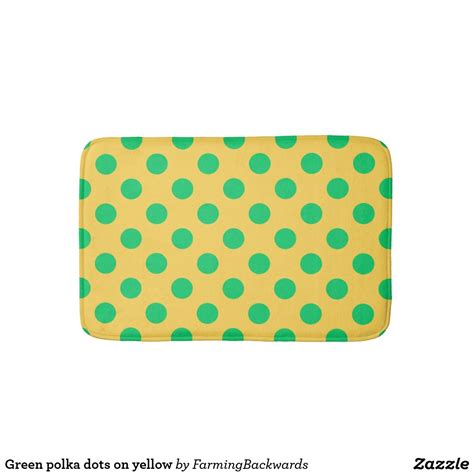 Green Polka Dots On Yellow Bathroom Mat Zazzle