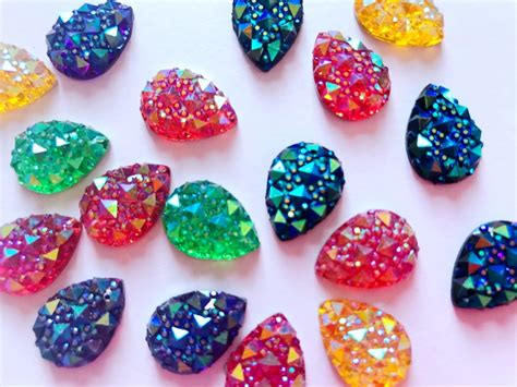 Mixed Colour Sew On Resin Crystal Drop Shape 1318mm Flatback
