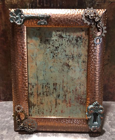 Steampunk Embellished Look Of Hammered Copper With A Light Patina