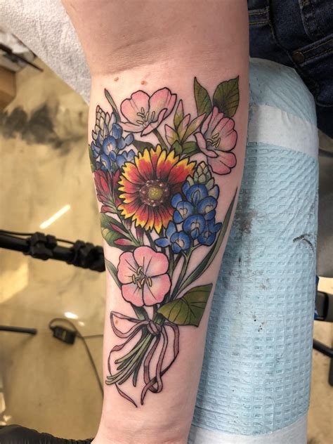 Wildflower Bouquet By Chrissy At Flesh Electric Tattoo San Antonio Tx
