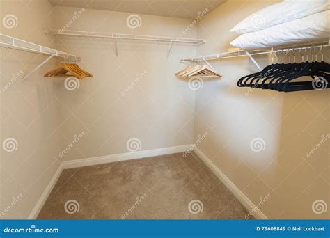 Empty Closet With Pillows And Hangers Stock Image Image Of Condo