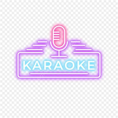 Karaoke Neon Sign On Transparent Background